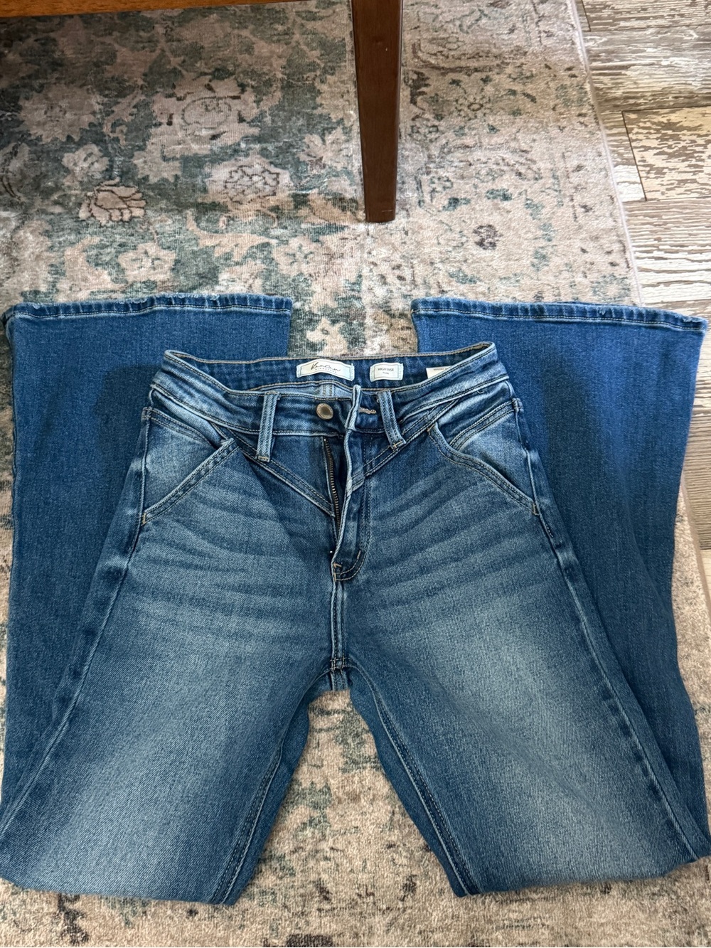 Kancan Flare Denim Jeans - Classic Mid Wash